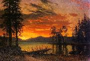 Albert Bierstadt Sunset over the River France oil painting artist